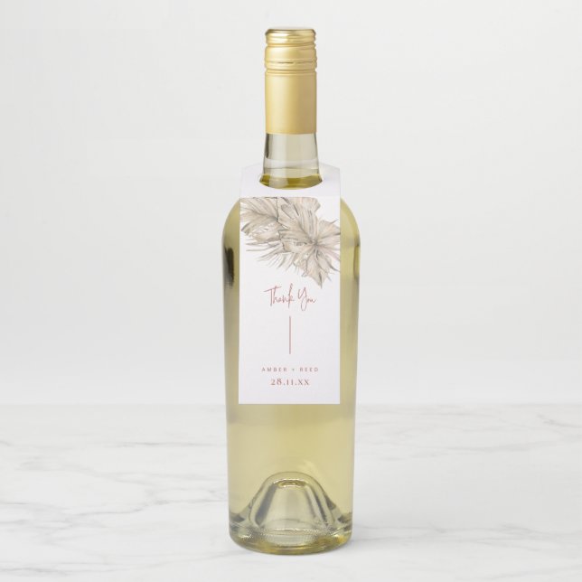 Étiquettes Pour Bouteilles Terracotta rouille moderne Arc Palm Feuille Mariag (Sur bouteille)