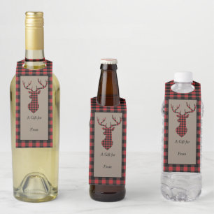 Étiquettes Pour Bouteilles Tête de cerf de buffle rouge