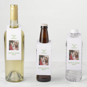 Étiquettes Pour Bouteilles texte photo d'humour drôle de vert de Noël