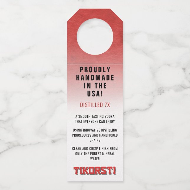 Étiquettes Pour Bouteilles Tikorsti Distillée 7X Propre Crise Fait À La Main  (Devant)