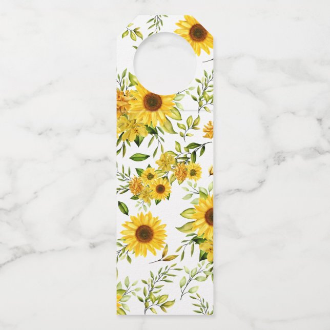 Étiquettes Pour Bouteilles Tournesol à l'aquarelle 8 (Devant)