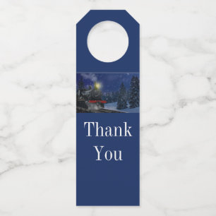 Étiquettes Pour Bouteilles Train de Noël dans la neige