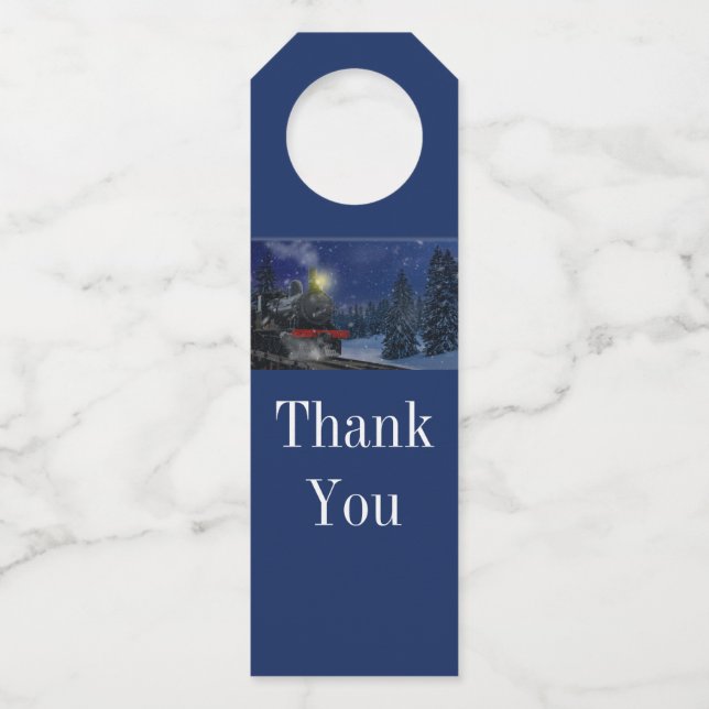 Étiquettes Pour Bouteilles Train de Noël dans la neige       (Devant)