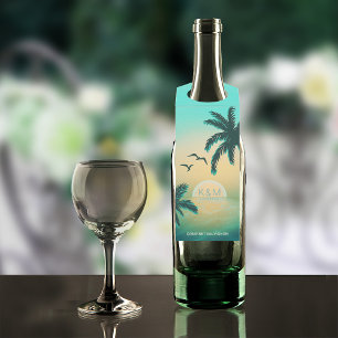 Étiquettes Pour Bouteilles Tropical Isle Sunrise Mariage Turquoise ID581