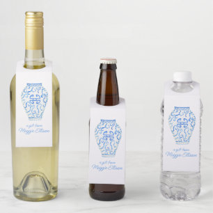 Étiquettes Pour Bouteilles Vase à forme de pot à gingembre en aquarelle de ch