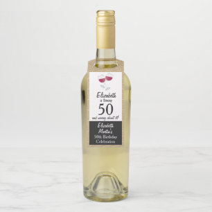 Étiquettes Pour Bouteilles Verres de vin rouge   Fête des 50 ans