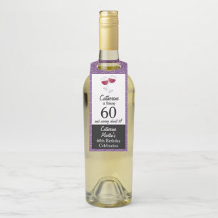 Étiquettes Pour Bouteilles Verres de vin rouge Fête des 60 ans