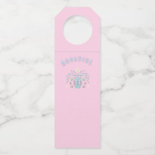 Étiquettes Pour Bouteilles Verseau Aquarius rose, impression signe du zodiaqu