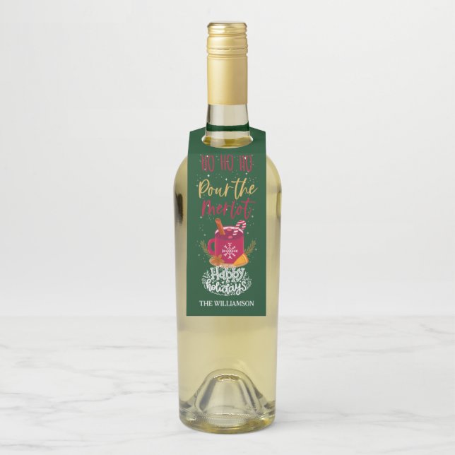 Étiquettes Pour Bouteilles Versez le Merlot Noël Cadeau Vin Boisson (Sur bouteille)