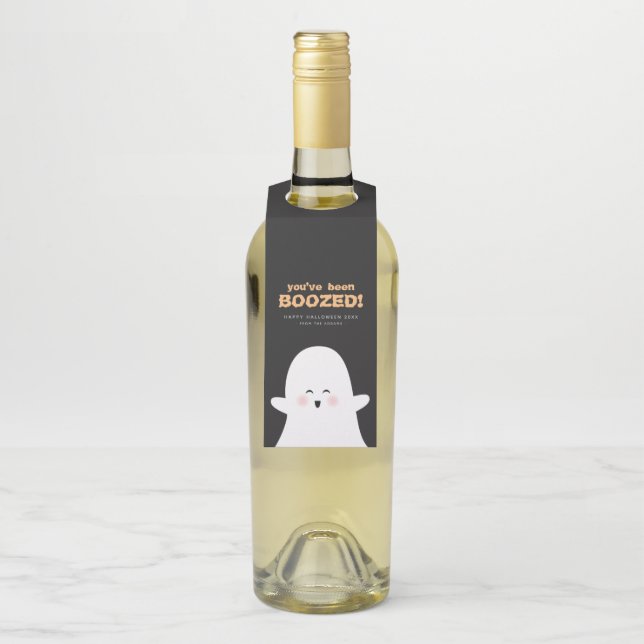 Étiquettes Pour Bouteilles Vous avez été boosté Halloween mignon fantôme (Sur bouteille)