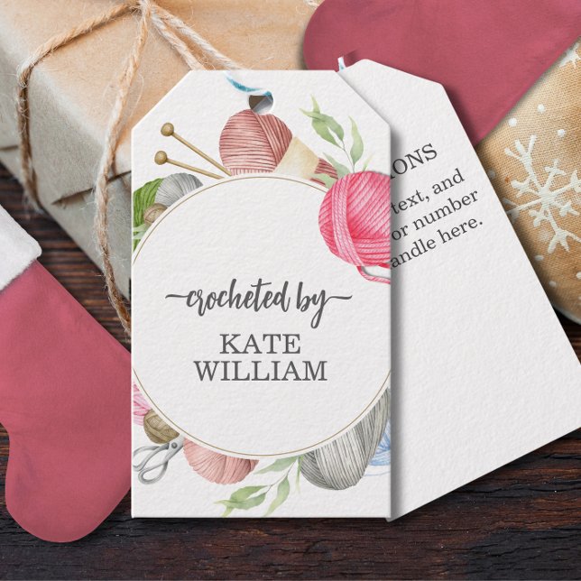 Étiquettes pour cadeaux en fil de laine aquarelle  (Créateur téléchargé)