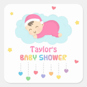 Étiquettes pour fête de douche de bébé fille migno