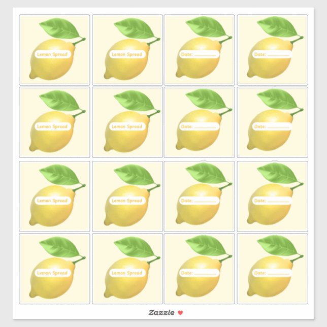 Étiquettes pour tartinade de citron (Feuille)
