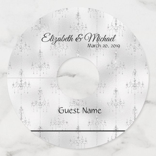 Étiquettes pour Verres à Vin Mariage Lustre (Devant)