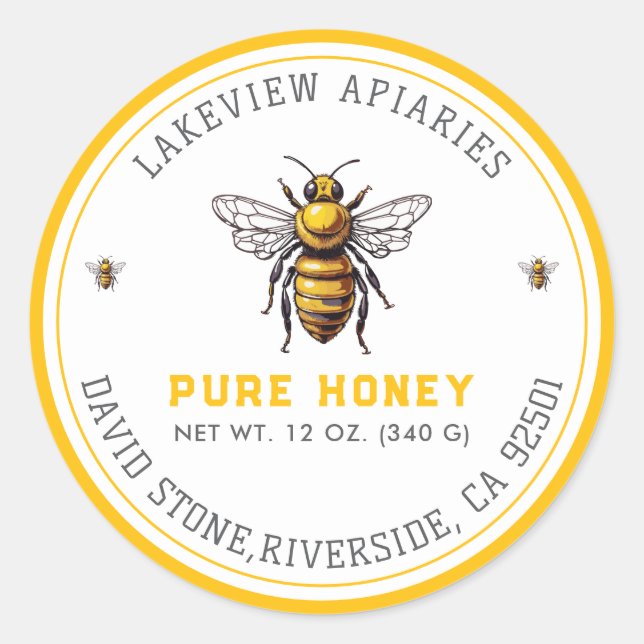 Étiquettes Premium Pure Honey Jar | Personnalisé s (Devant)