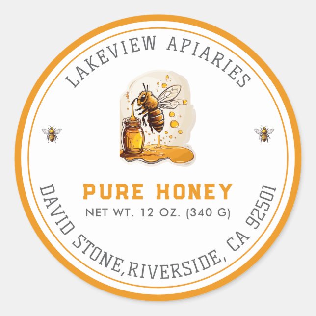 Étiquettes Premium Pure Honey Jar | Personnalisé s (Devant)