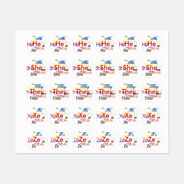 Étiquettes Pronononounes partout (Feuille)