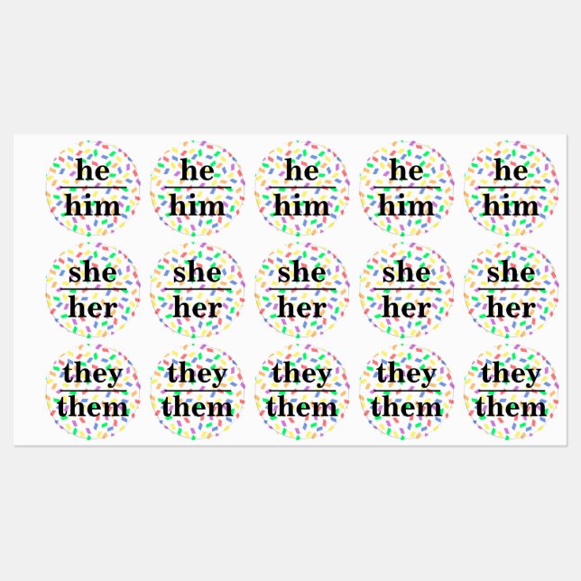 Étiquettes Pronoun ID Tags Pastel Sprinkles (Feuille)