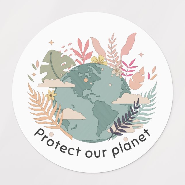 Étiquettes Protéger notre planète - Jour de la Terre (Texture (Design 1)