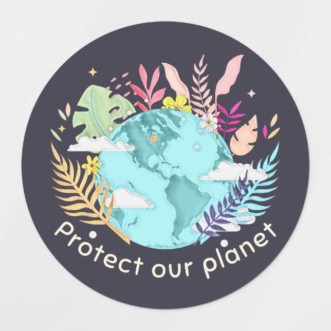 Étiquettes Protéger notre planète - Jour des terres (texture  (Design 1)