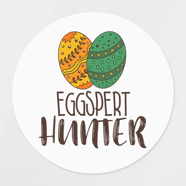 Étiquettes Pun de Pâques Eggspert Hunter Humour Drôle mignon  (Design 1)