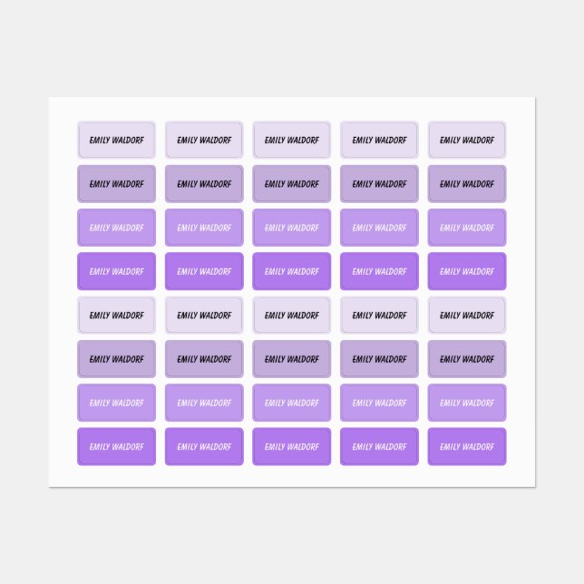 Étiquettes Purple Kids' Name Clothing School Labels (Feuille)