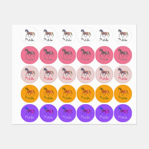 Étiquettes Rainbow horse - votre nom