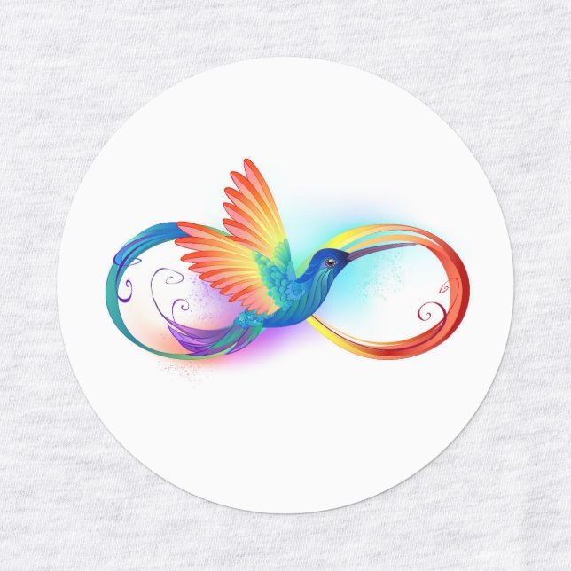 Étiquettes Rainbow Hummingbird with Infinity symbol (Design 1)