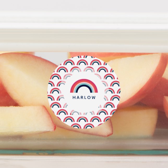 Étiquettes Rainbow Nom personnalisé École moderne (Apposé)