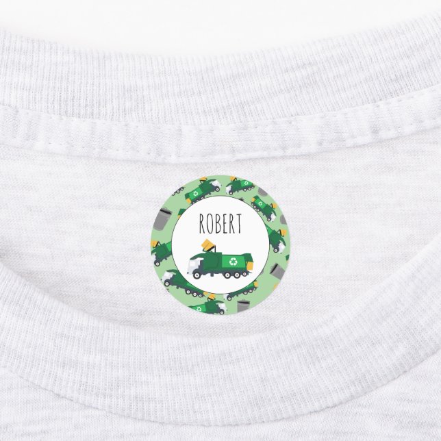 Étiquettes Recyclage de déchets Camion Motif Garçons Nom de l (Apposé)