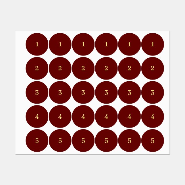 Étiquettes Red and yellow numbered (Feuille)