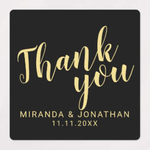 Étiquettes Remerciement de mariage moderne écriture Black & G