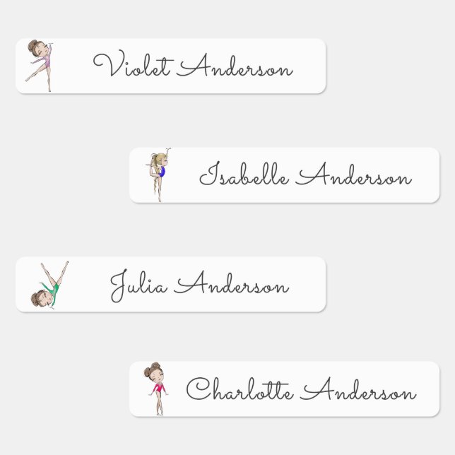 Étiquettes Retour à l'école Filles Gymnastique Nom des enfant (Groupe)