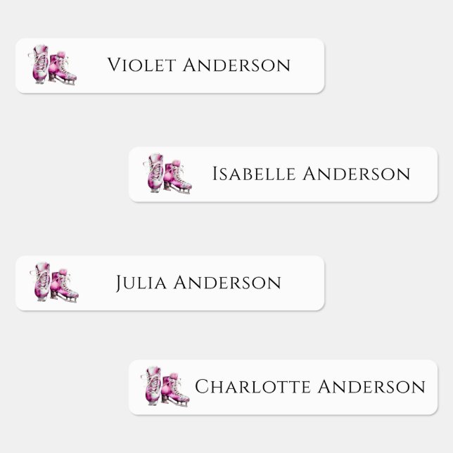 Étiquettes Retour à l'école filles patinage sur glace Nom des (Groupe)
