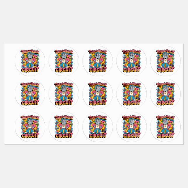 Étiquettes Retro Robot 90s Design Hip hop - Fun Cartoon Throw (Feuille)