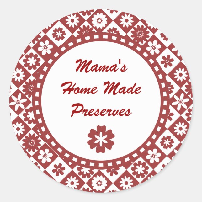 Étiquettes rétro rouge et blanc de jarre à canne (Devant)