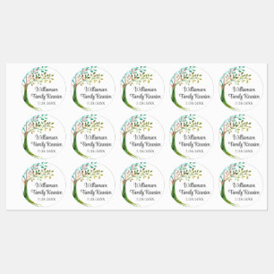 Étiquettes Réunion famille Arbre aquarelle