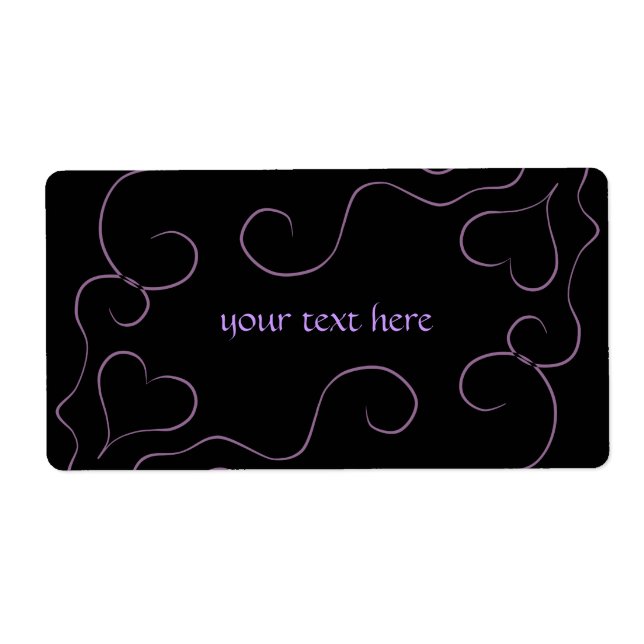 Étiquettes romantiques noirs et violets pour votre (Devant)