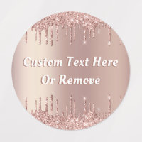 Rose Gold Blush Glitter Labels ustom Text - Name