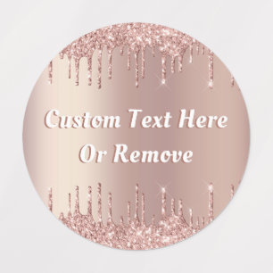 Étiquettes Rose Gold Blush Glitter Labels ustom Text - Name