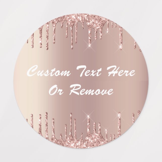 Étiquettes Rose Gold Parties scintillant Sparkle Nom de texte (Design 3)