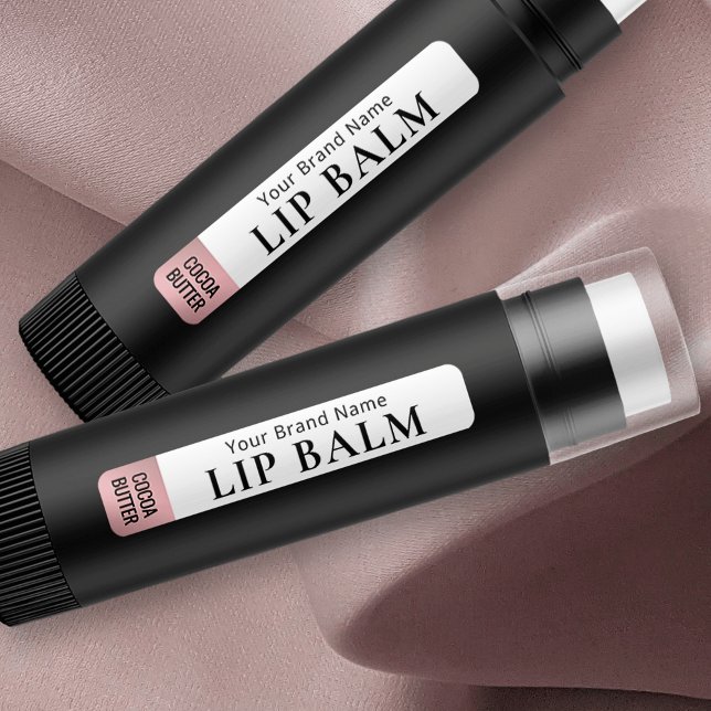 Étiquettes Rose moderne Gold Lipstick Lip Balm Tube imperméab (Rose gold effect lip balm stickers with fully editable text)