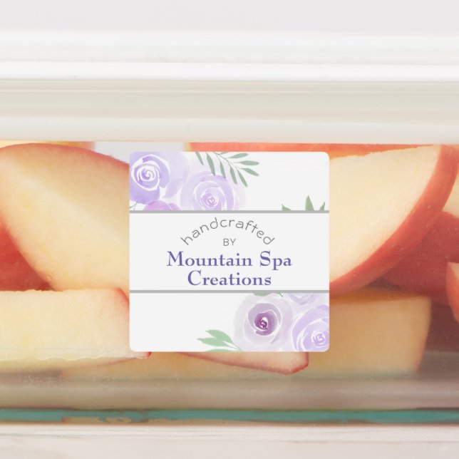 Étiquettes Roses d'aquarelle violet fabriqués à la main par (Apposé)