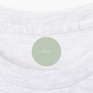 Étiquettes Sage Green Minimaliste Moderne Monogramme Élégant