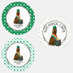 Étiquettes Saint Patrick's Day Irlandais Setter Dog (rouge 1)