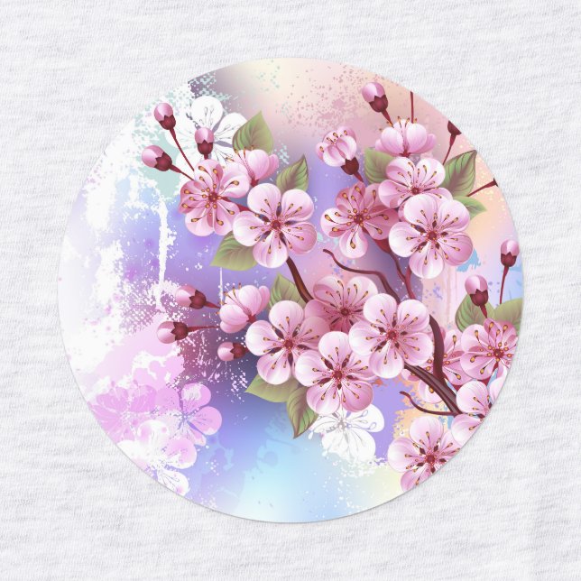 Étiquettes Sakura rose sur la peinture Arrière - plan (Design 1)