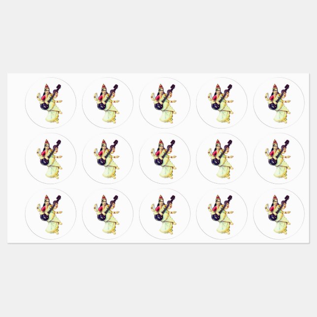 Étiquettes Saraswati, déesse hindoue (Feuille)