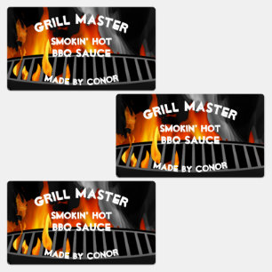 Étiquettes Sauce grill barbecue fumée chaude 2,6 x 1,5 po