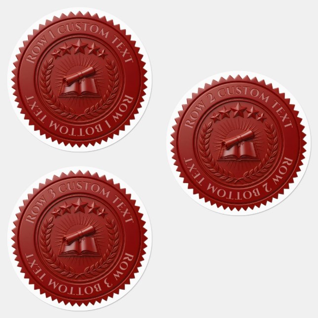 Étiquettes Sceau de certificat en cire rouge 3D modifiable pe (Groupe)