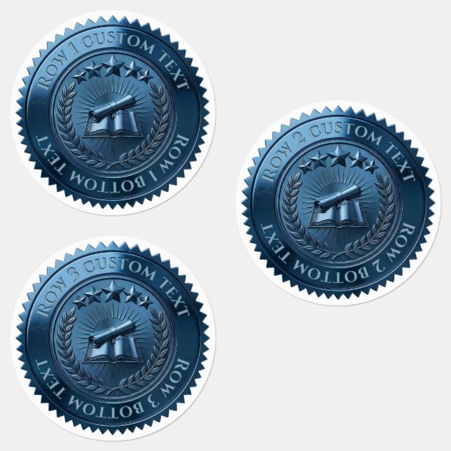 Étiquettes Sceau de certificat en feuille bleue 3D éditable p (Groupe)